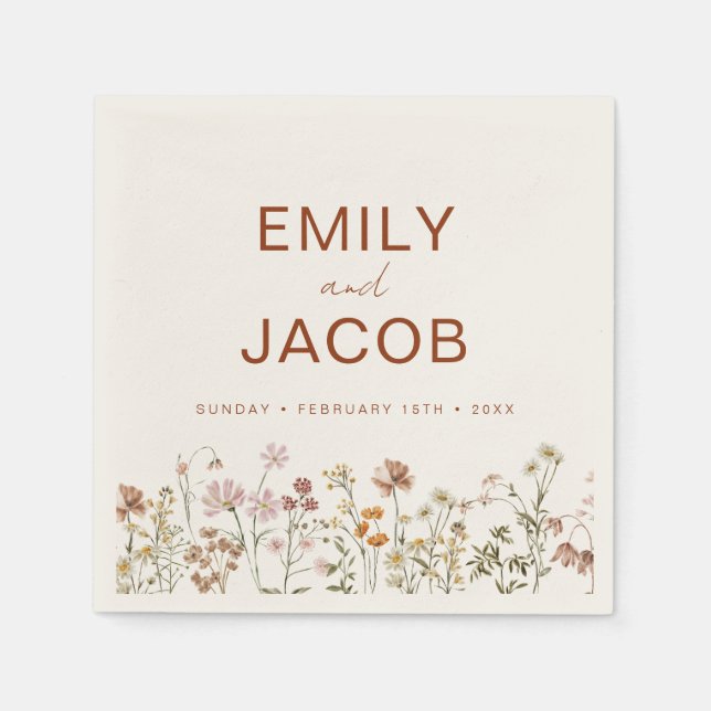 Terracotta Wildflower Boho Wedding In Bloom  Napkins (Front)