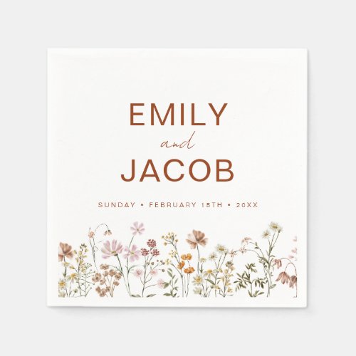 Terracotta Wildflower Boho Wedding In Bloom Napkins