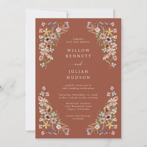 Terracotta Wildflower Boho Wedding Invitation