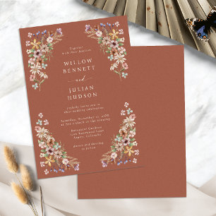 Terracotta Wildflower Boho Wedding Invitation