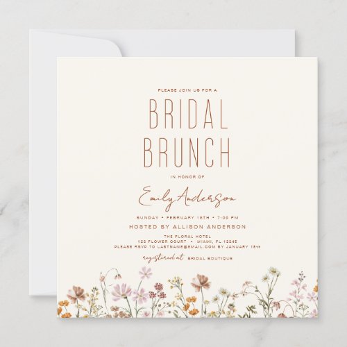 Terracotta Wildflower Bridal Brunch Shower Invitation