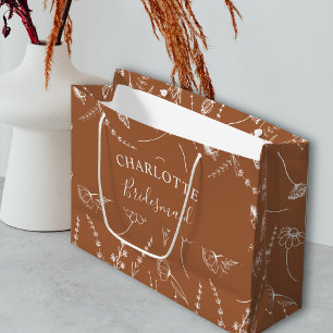 Terracotta Wildflower Bridal Party Thank You Large Gift Bag