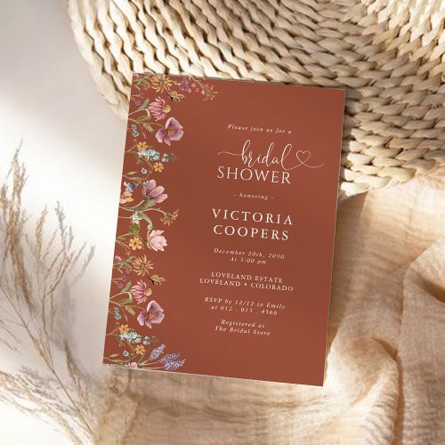 Terracotta Wildflower Bridal Shower Invitation