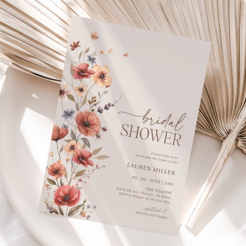 Terracotta Wildflower Bridal Shower Invitation