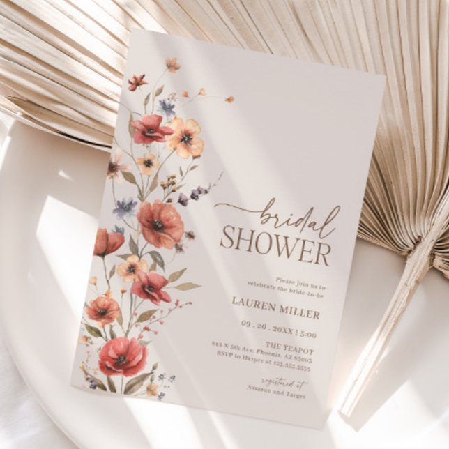 Terracotta Wildflower Bridal Shower Invitation (Bridal Shower Invitation)