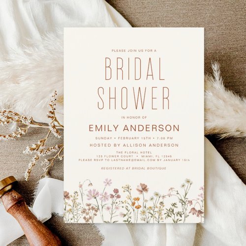 Terracotta Wildflower Bridal Shower Invitation