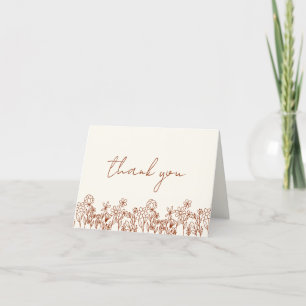 Terracotta Wildflower Bridal Shower Letterpress Thank You Card