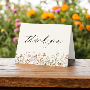  Terracotta Wildflower Bridal Shower Letterpress Thank You Card