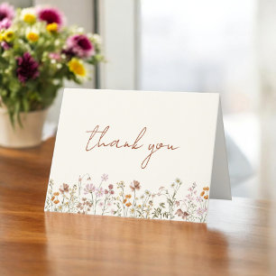 Terracotta Wildflower Bridal Shower Letterpress Thank You Card
