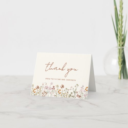  Terracotta Wildflower Bridal Shower Thank You Card