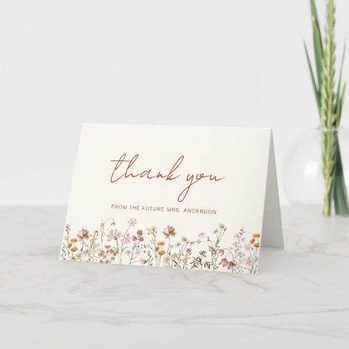  Terracotta Wildflower Bridal Shower Thank You Card