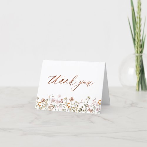  Terracotta Wildflower Bridal Shower Thank You Card