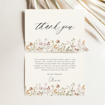 Terracotta Wildflower Bridal Shower Thank You Card by Hot_Foil_Creations at Zazzle