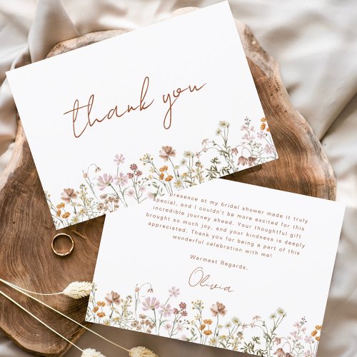  Terracotta Wildflower Bridal Shower Thank You Card