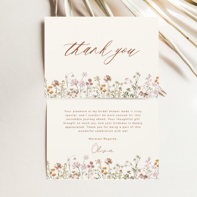  Terracotta Wildflower Bridal Shower Thank You Card (Creator Uploaded)