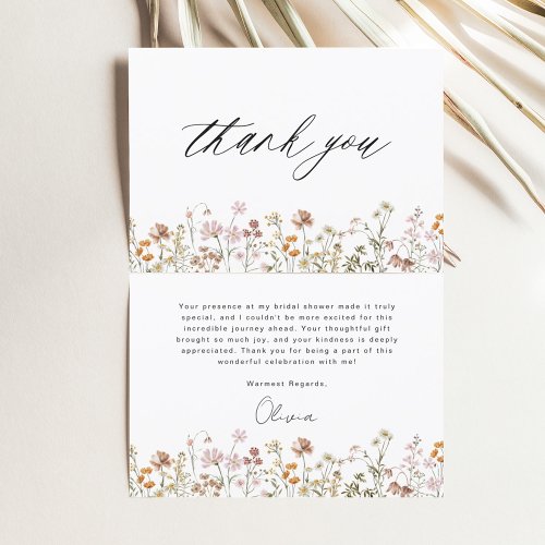  Terracotta Wildflower Bridal Shower Thank You Card