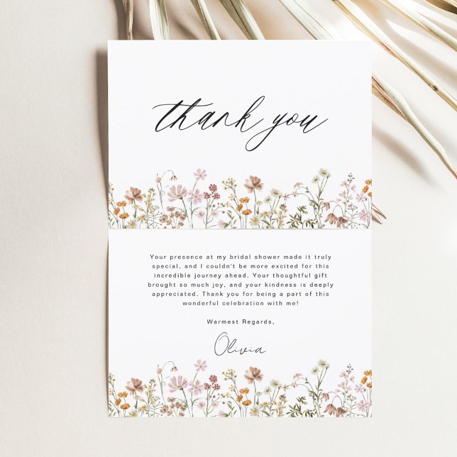  Terracotta Wildflower Bridal Shower Thank You Card (Creator Uploaded)