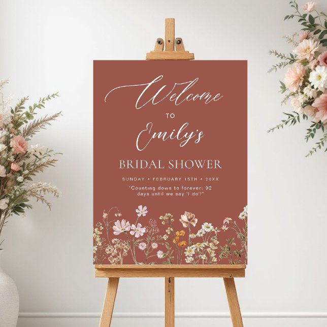 Terracotta Wildflower Bridal Shower Welcome Sign (Creator Uploaded)