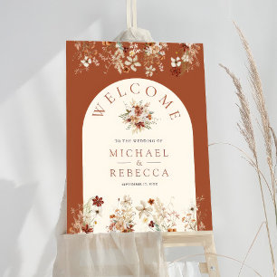 Terracotta Wildflower Cream Wedding Welcome Sign
