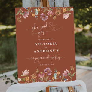 Terracotta Wildflower Engagement Party Foam Boards