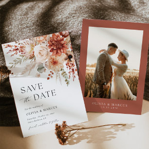 Terracotta Wildflower Floral Wedding Save the Date