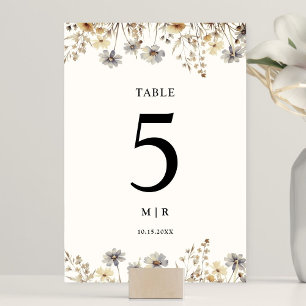 Terracotta Wildflower Floral Wedding Table Number