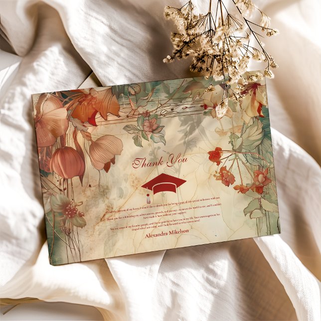 Terracotta Wildflower Graduation Party  Thank You Card (Creator Uploaded)