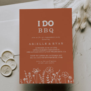 Terracotta Wildflower I Do BBQ Engagement Party Invitation