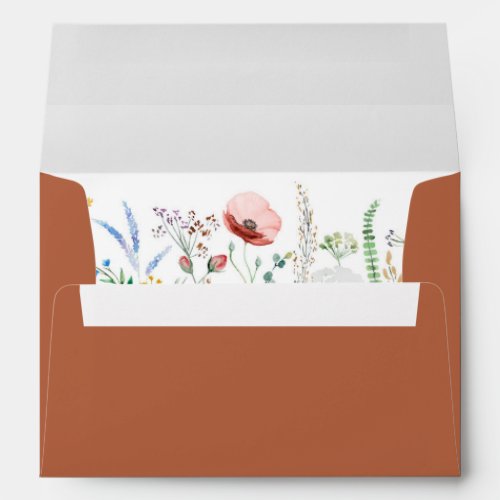 Terracotta Wildflower Meadow Wedding Envelope