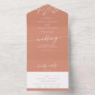 Terracotta Wildflower Meal Choice RSVP Wedding All In One Invitation