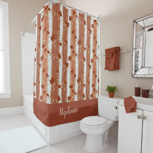 Terracotta Wildflower Monogram Shower Curtain
