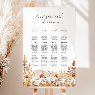 Terracotta Wildflower Mountain Seating Chart Sign