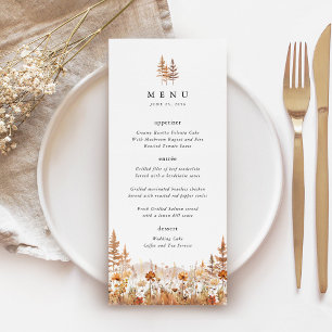 Terracotta Wildflower Mountain Wedding Reception Menu