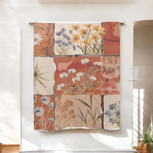Terracotta Wildflower Patchwork Rustic Boho Spring Blackout Curtains