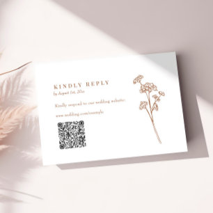 Terracotta Wildflower QR Code Wedding RSVP Card