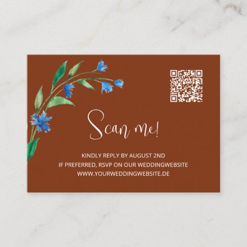 Terracotta Wildflower QR Code Wedding RSVP Enclosure Card