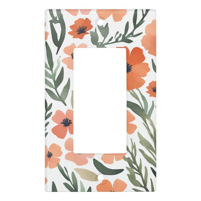 Terracotta Wildflower Rustic Boho Accent Light Switch Cover (Front)
