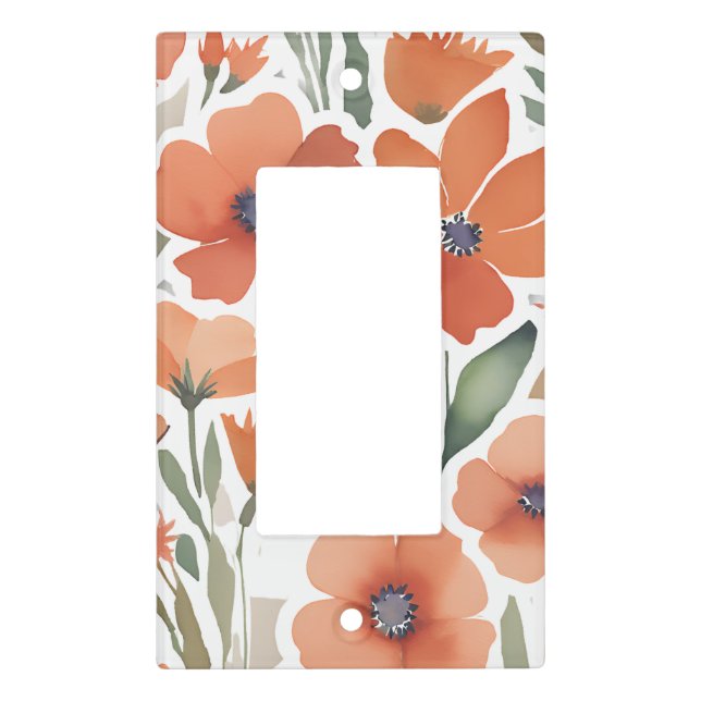 Terracotta Wildflower Rustic Boho Accent Light Switch Cover (Front)