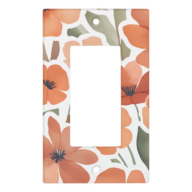 Terracotta Wildflower Rustic Boho Accent Light Switch Cover (Front)