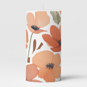 Terracotta Wildflower Rustic Boho Pillar Candle