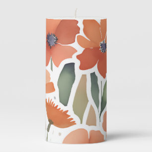 Terracotta Wildflower Rustic Boho  Pillar Candle