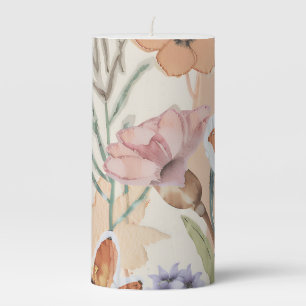 Terracotta Wildflower Rustic Boho  Pillar Candle