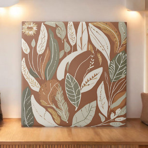 Terracotta Wildflower Rustic Boho Spring Decor Ceramic Tile