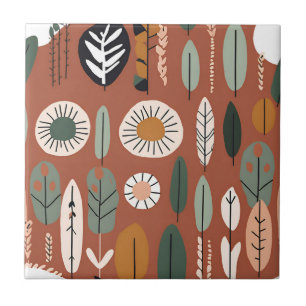 Terracotta Wildflower Rustic Boho Spring Decor Ceramic Tile