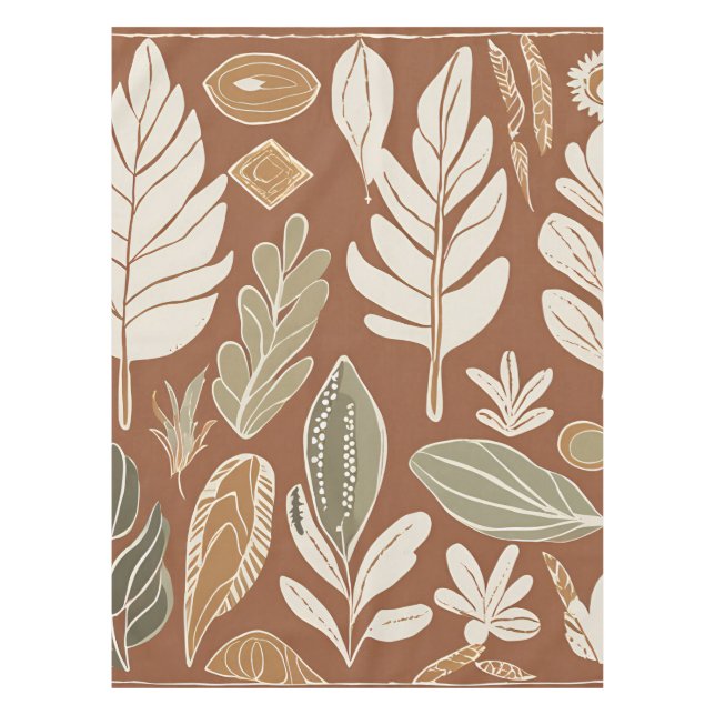 Terracotta Wildflower Rustic Boho Spring Decor Tablecloth (Front)