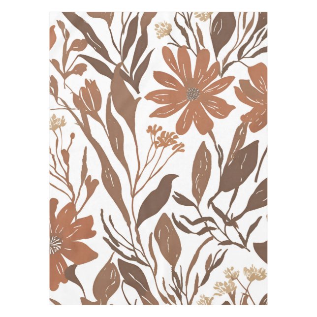 Terracotta Wildflower Rustic Boho Table Decor Tablecloth (Front)