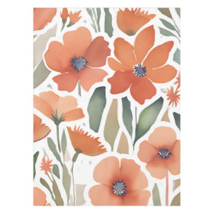 Terracotta Wildflower Rustic Boho Table Decor Tablecloth