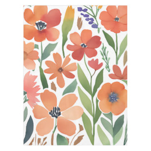 Terracotta Wildflower Rustic Boho Table Decor Tablecloth