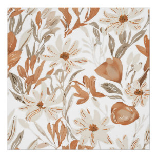 Terracotta Wildflower Rustic Boho Wall Art
