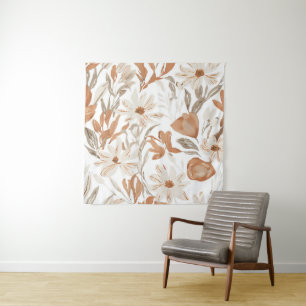 Terracotta Wildflower Rustic Boho Wall Hanging Tapestry